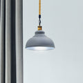 Grey Retro Hemp Rope Barn Slot Metal Pendant Hanging Lights-Application Image