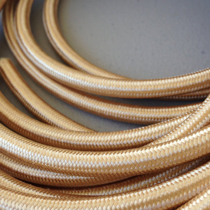 Vintage Light Gold Fabric 2 Core Round Italian Braided Cable 0.75mm - Vintagelite