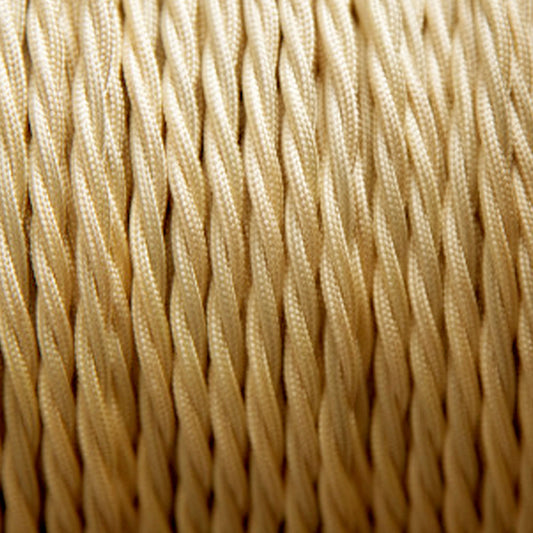 Light Gold Twisted Vintage fabric Cable Flex0.75mm 2 Core - Vintagelite