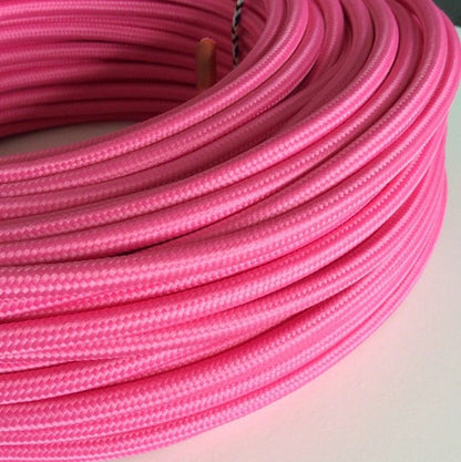Vintage Pink Fabric 3 Core Round Italian Braided Cable 0.75mm - Vintagelite