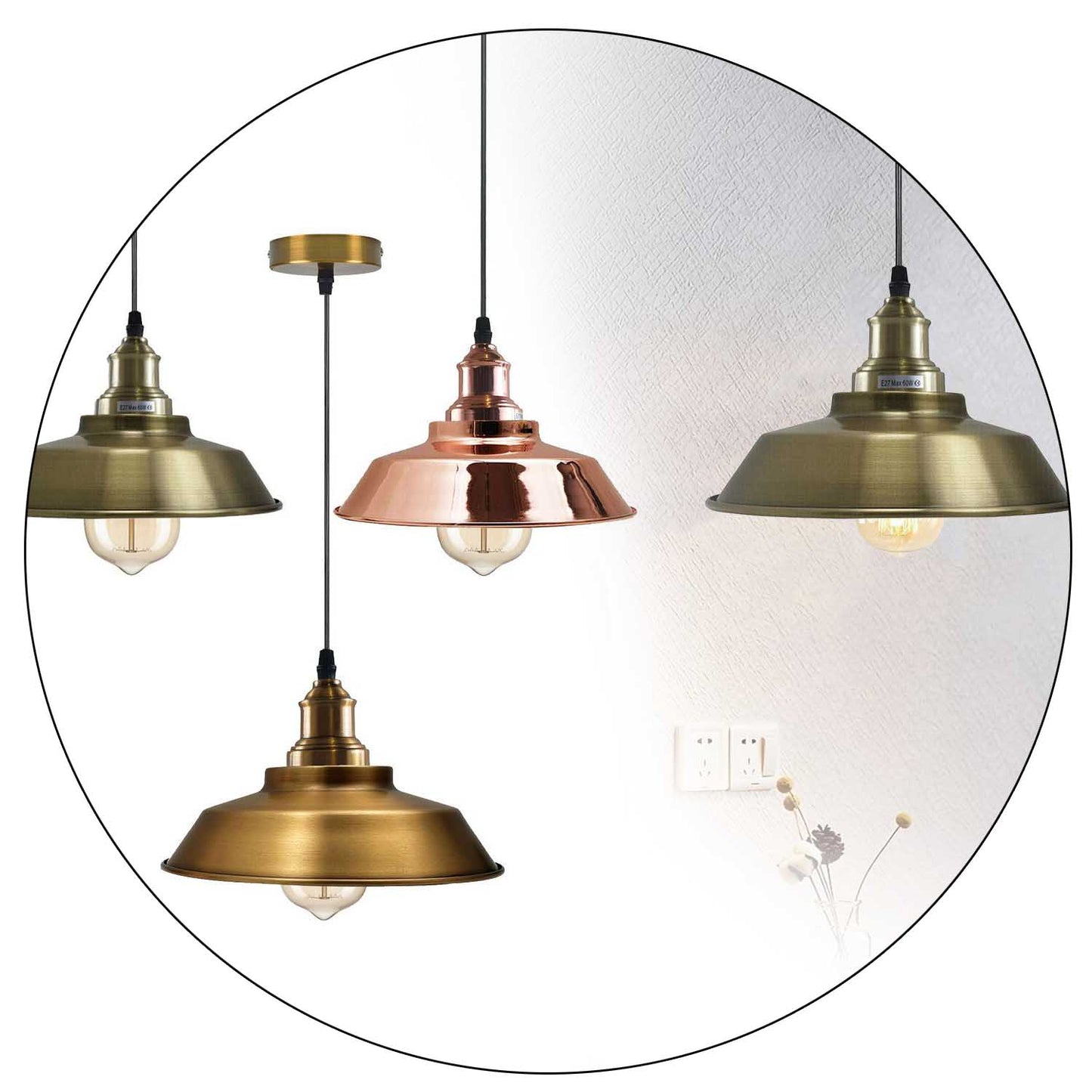  Industrial Metal Ceiling Shade Retro Hanging Style Pendant Light