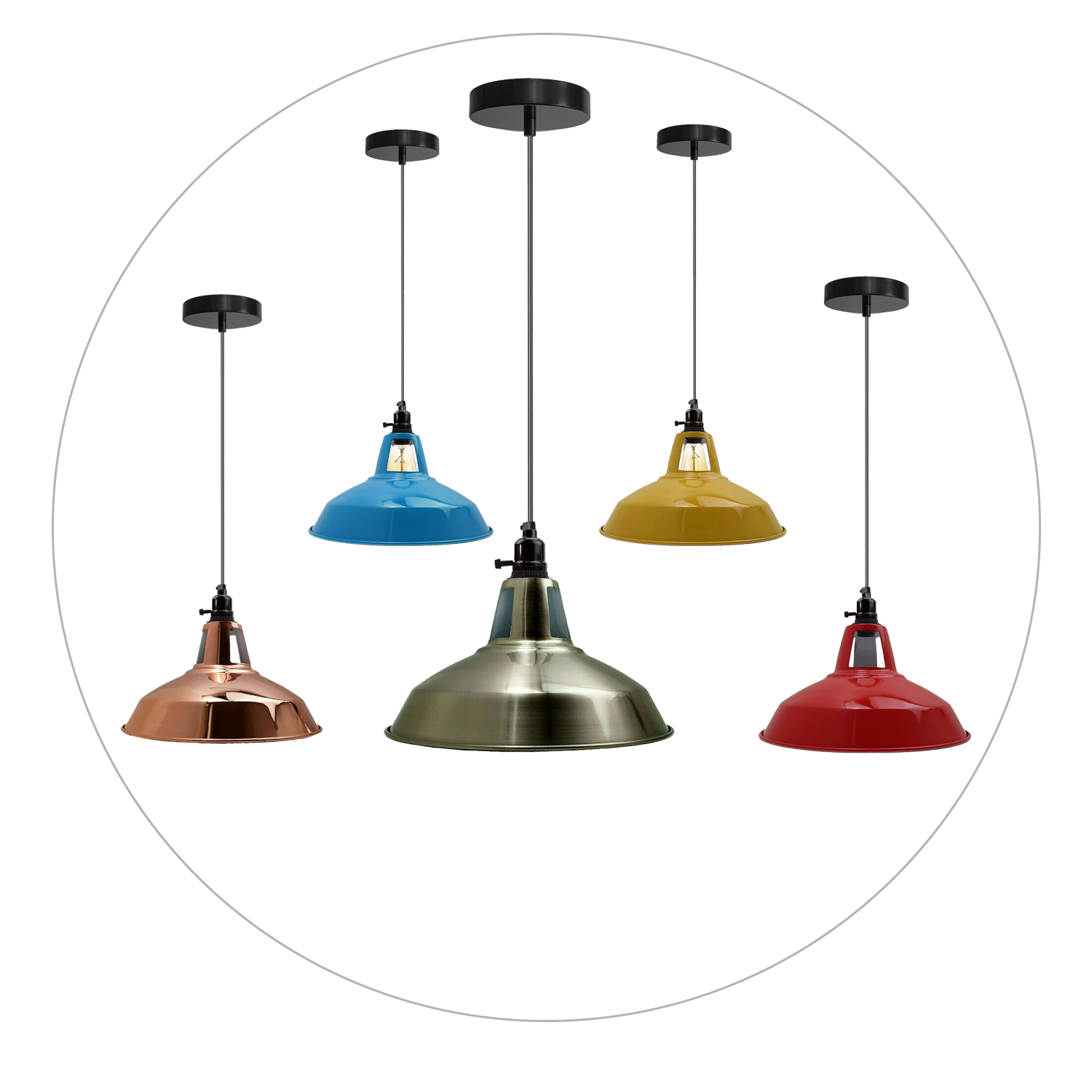 Rotary Vintage Industrial Metal Ceiling switch Pendant Light