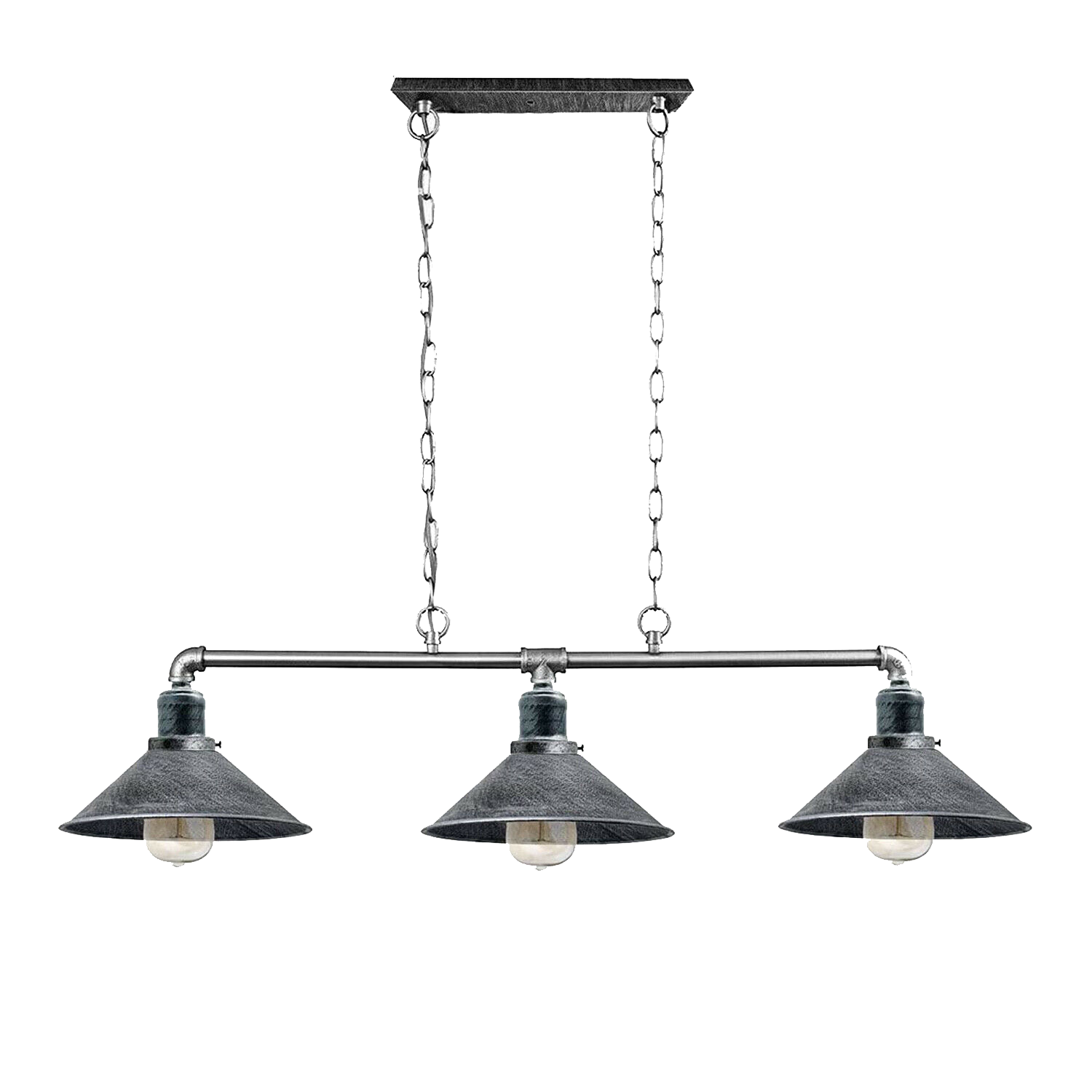 Modern Vintage Retro Brushed Silver 3 Way Pipe Ceiling Light