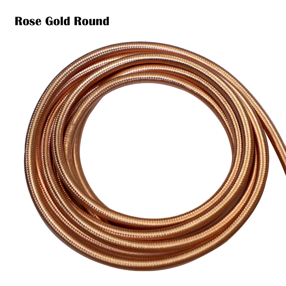 Vintage Rose Gold Fabric 3 Core Round Italian Braided Cable 0.75mm - Vintagelite