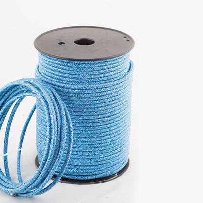 Vintage Blue Multi Tweed Fabric 3 Core Round Italian Braided Cable 0.75mm - Vintagelite