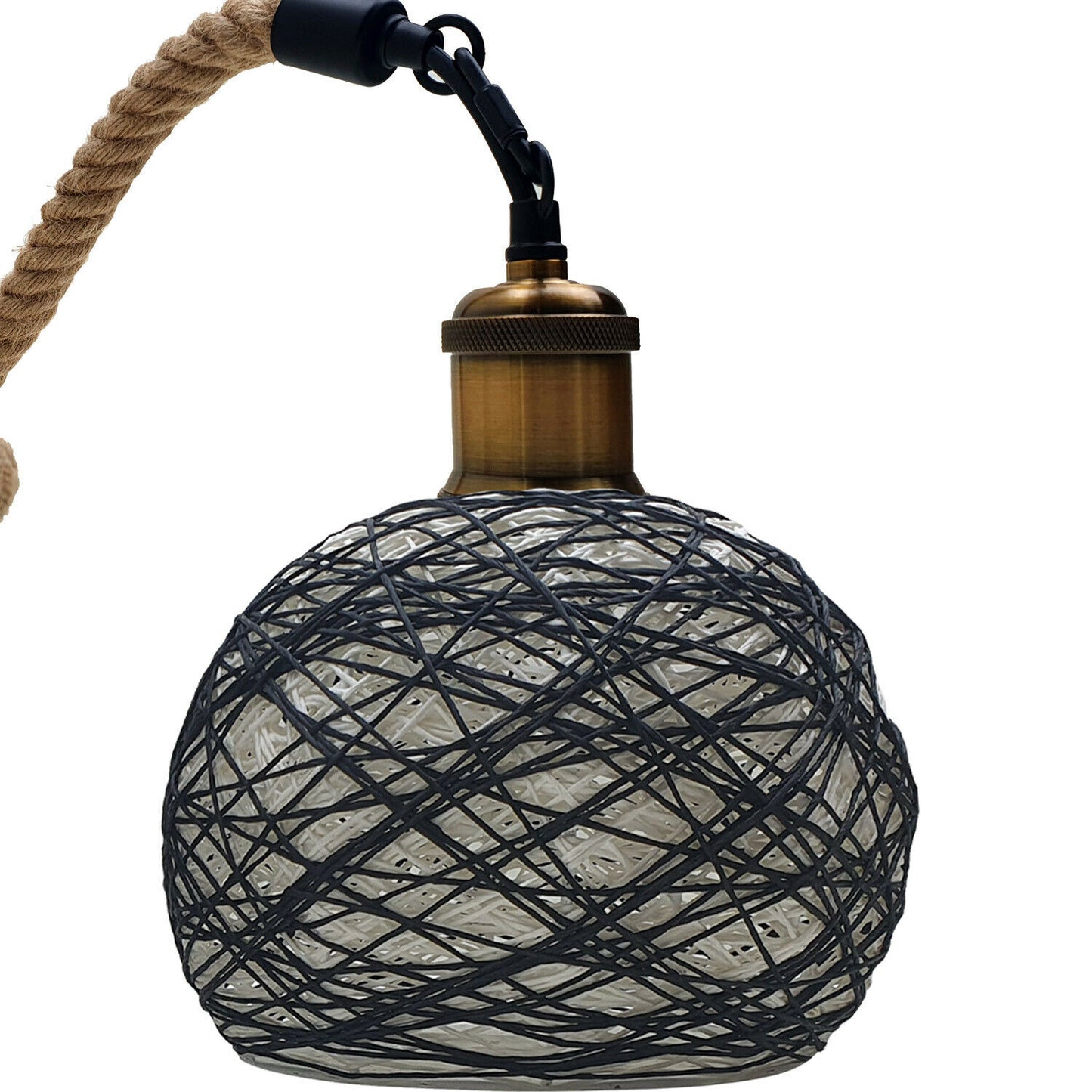 Retro Industrial Rope Rattan Woven Dome Shade Pendant Lights