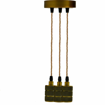 Ceiling Rose Industrial Pendant Light Fabric Flex 3Core Hanging Lamp Holder Kit~1682