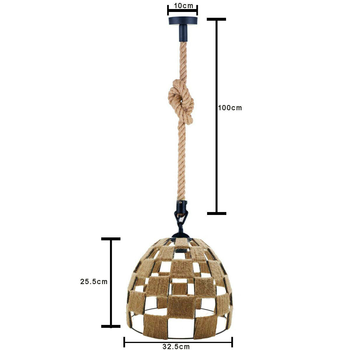 Retro Nostalgic Style Loft Hemp Rope Pendant Hanging Lamp Shade-Size Image