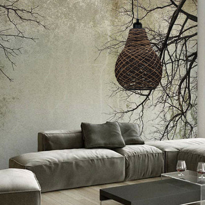  Modern Decorative Woven Rattan Cage Pendant Hanging Lighting-Application Image 