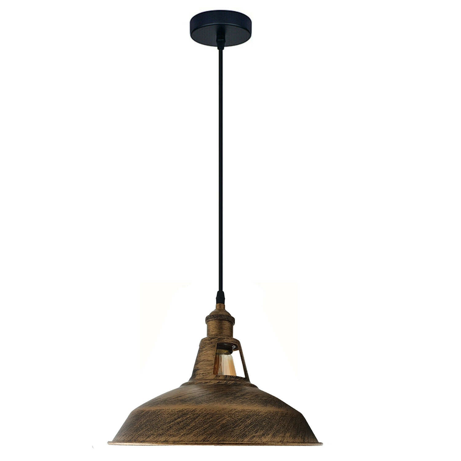 Brushed Copper Industrial Barn Slotted Pendant Hanging Lighting