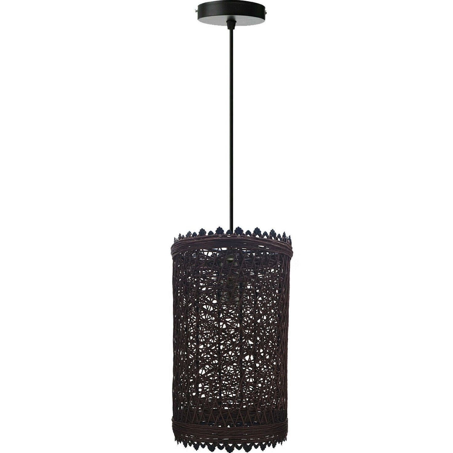 Brown Industrial Rope Rattan Woven Basket Shade Pendant Lights