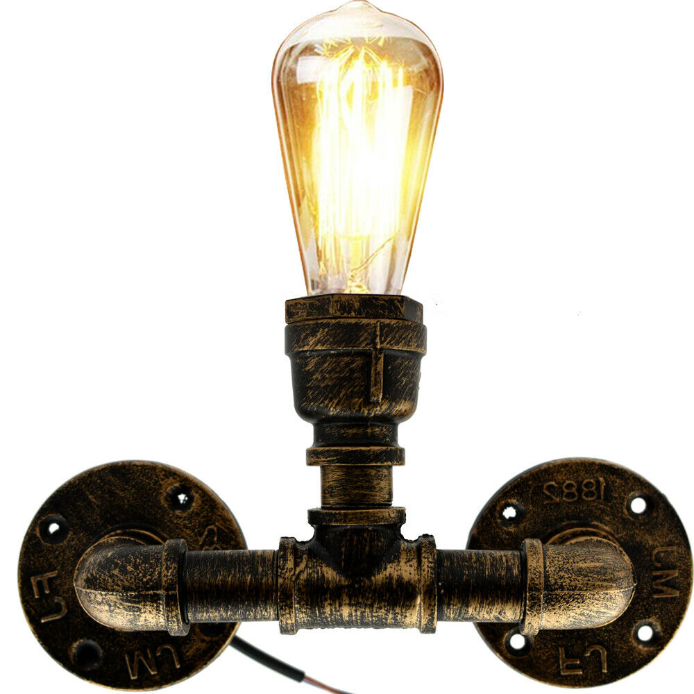 Vintage E27 Waterpipe Steampunk Wall Light Brushed Copper Wall Sconce - Application Image