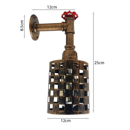 Brushed Copper Industrial Cage Lights Metal Water Pipe Wall Lamp-Size image