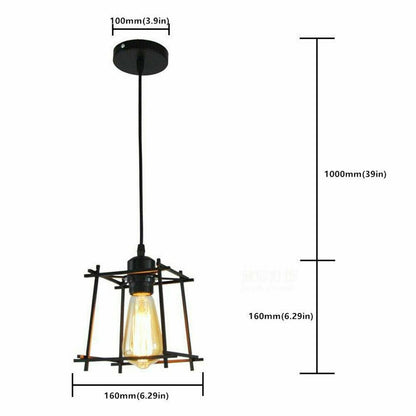 Vintage Industrial Retro Loft Wire Cage Lamp Shade Pendant Light-Size Image