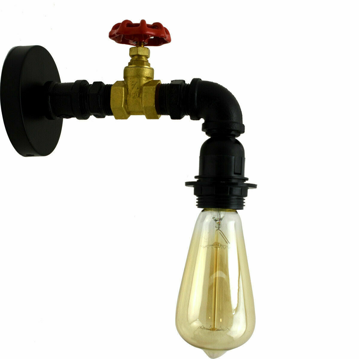 Vintage Industrial Black-Gold Metal Water Pipe Wall Scones light