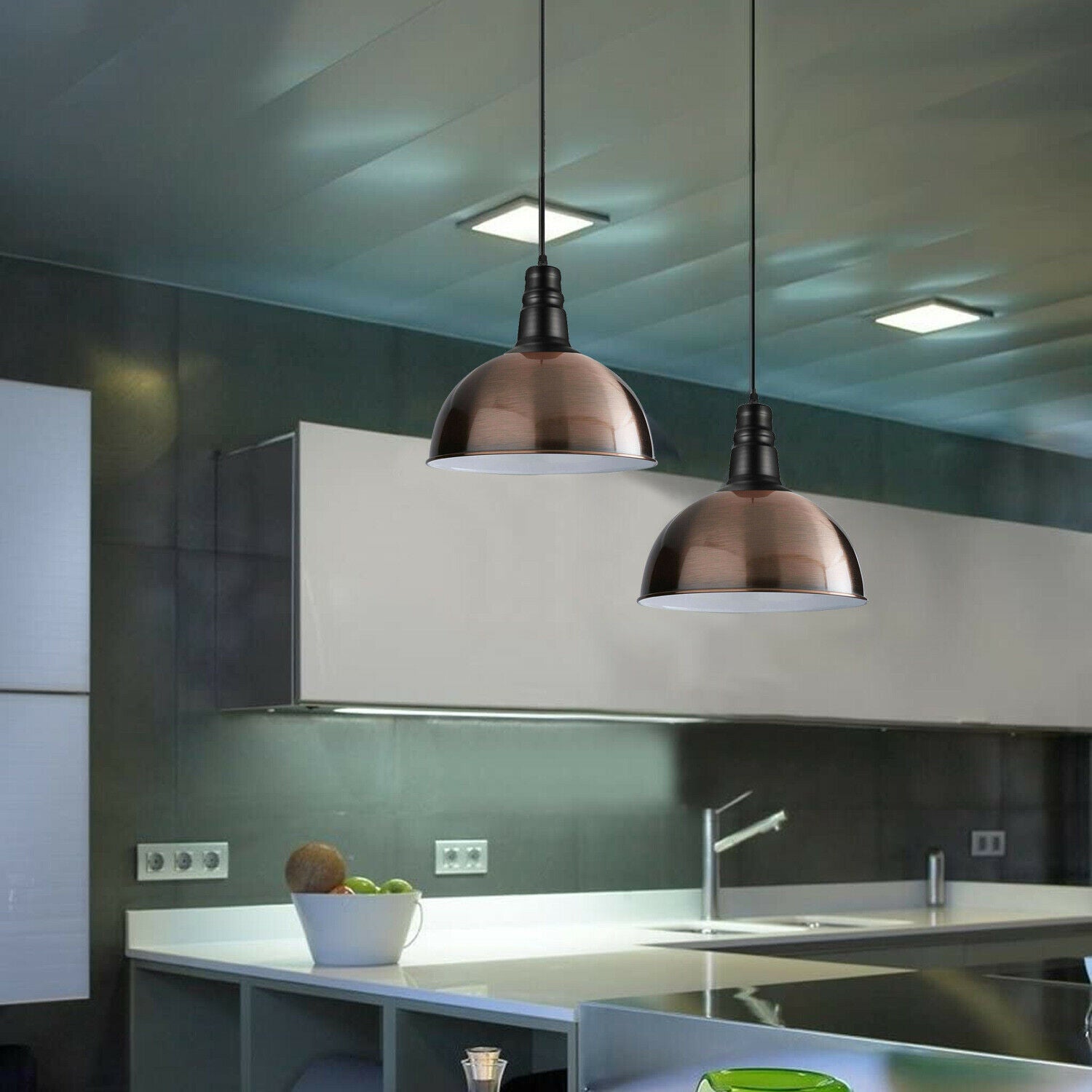 Modern Industrial Curved Dome Shade Pendant Hanging Lights-Application Image