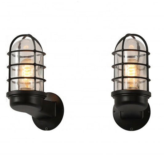 Set of Vintage Industrial Iron Wall Sconces - Cage Design for Home Decor