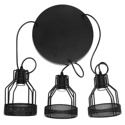 3 Way Industrial Retro Wire Cage Ceiling Cluster Pendant Light