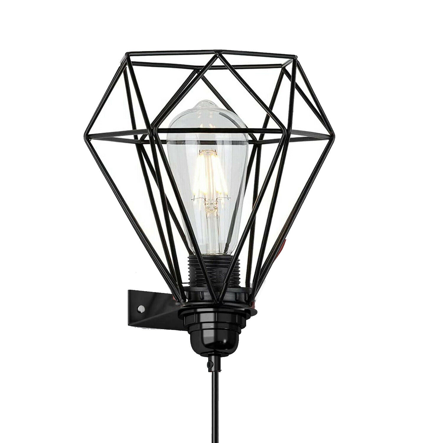  Vintage Diamond Lampshade UK Plug Pendant Light