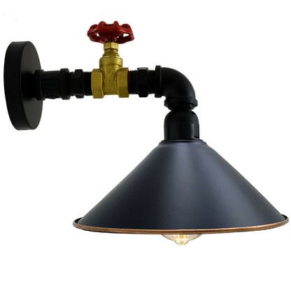 Vintage Industrial Black-Gold Metal Water Pipe Wall Scones light