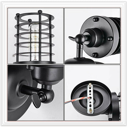 Rust Black Farmhouse Cylindrical Cage Foyer Pendant Light-structure image