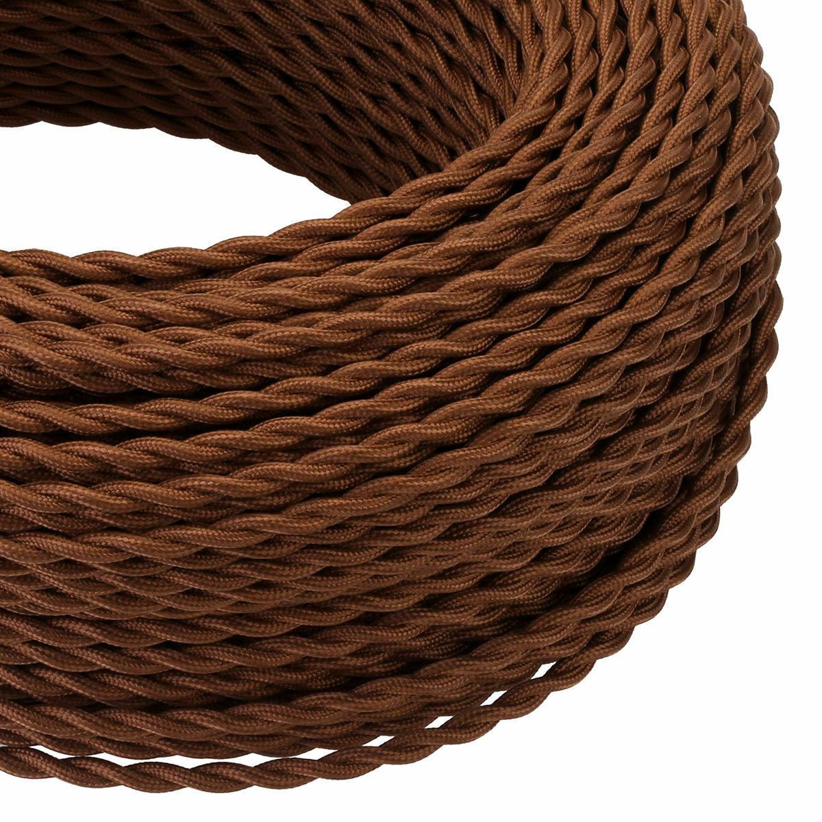 3 Core Braided Twisted Brown Fabric Cord