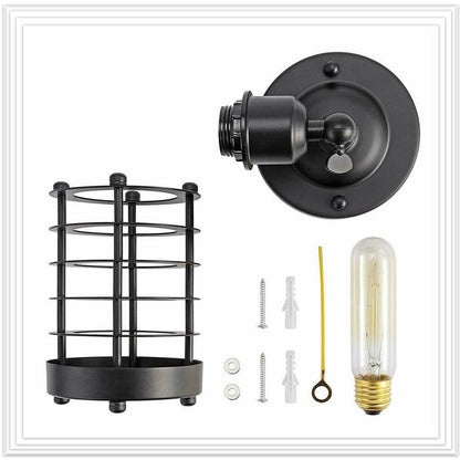Rust Black Farmhouse Cylindrical Cage Foyer Pendant Light-structure image