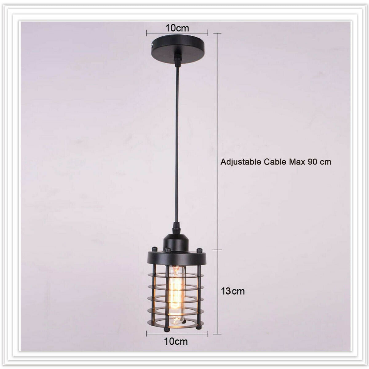 Rust Black Farmhouse Cylindrical Cage Foyer Pendant Light-size image