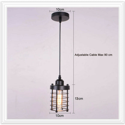 Rust Black Farmhouse Cylindrical Cage Foyer Pendant Light-size image
