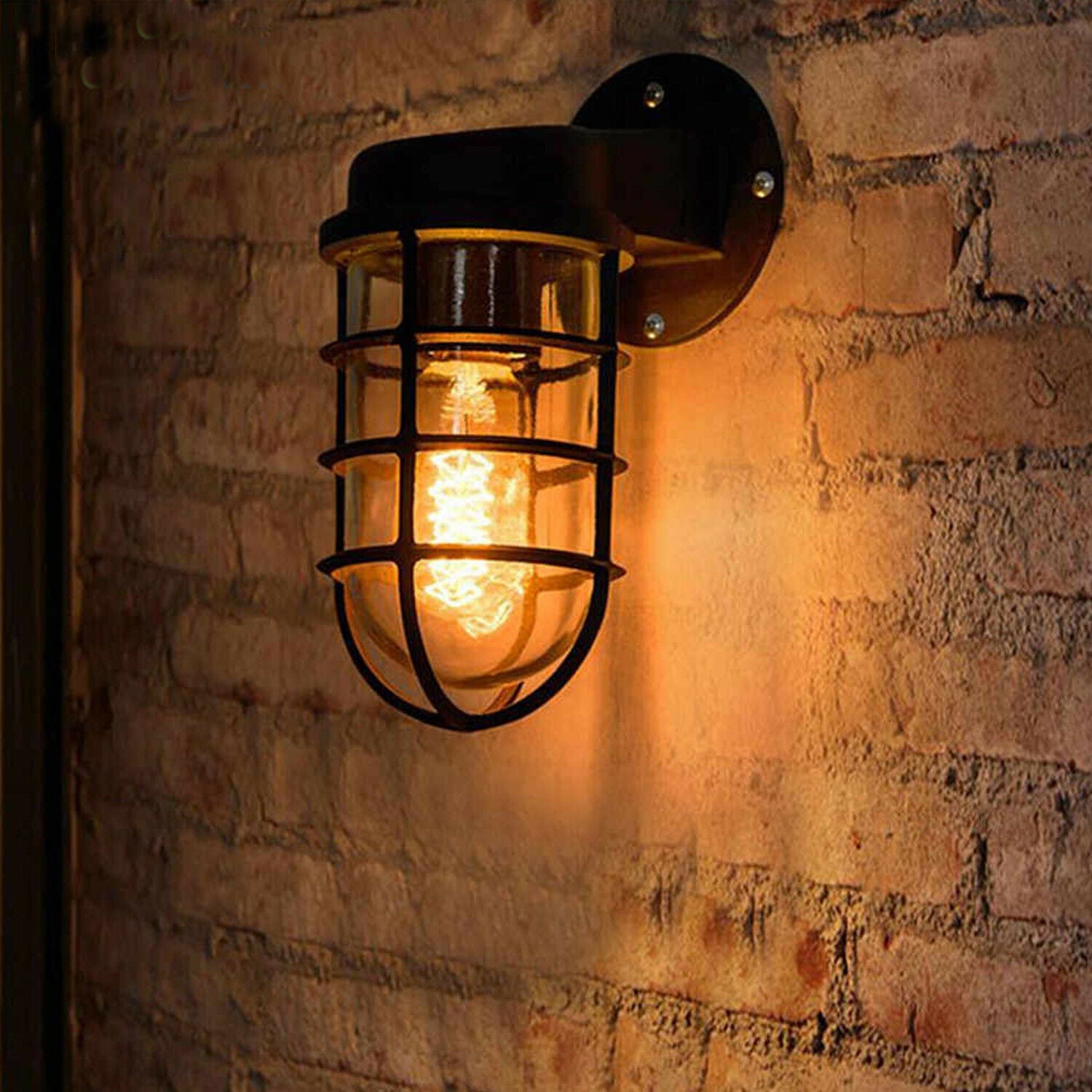 Set of Vintage Industrial Iron Wall Sconces - Cage Design for Home Decor-Application image