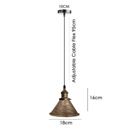  Industrial Retro Loft Metal Cone Shade Ceiling Pendant Light-Size image
