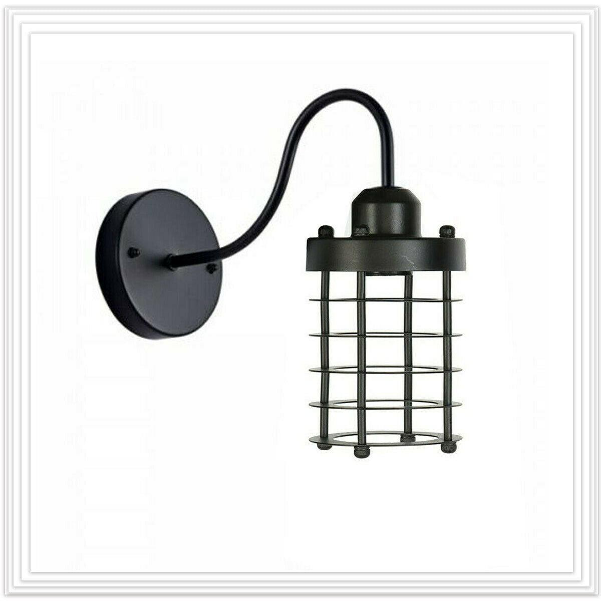Rust Black Farmhouse Cylindrical Cage Foyer Pendant Light