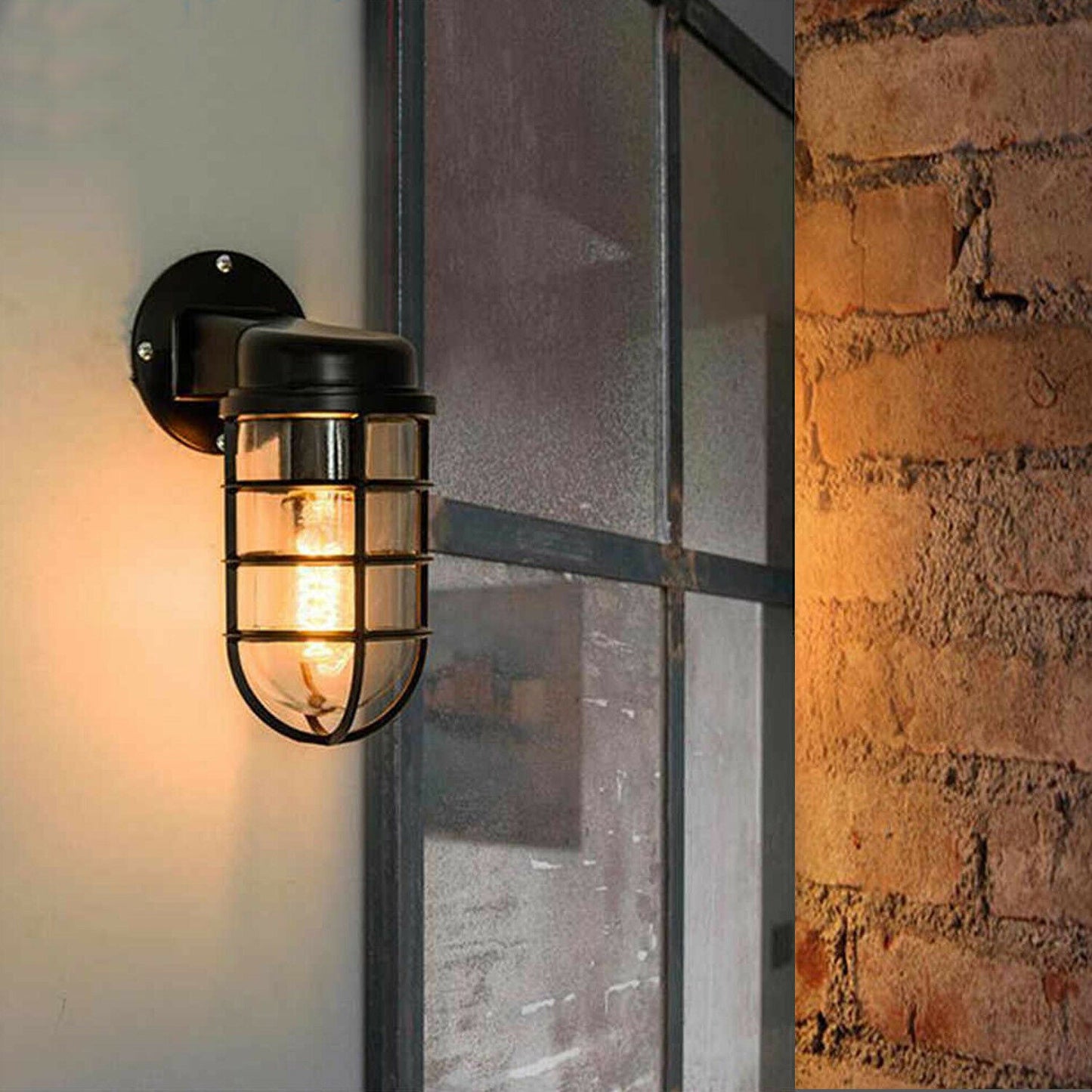 Set of Vintage Industrial Iron Wall Sconces - Cage Design for Home Decor-Application image
