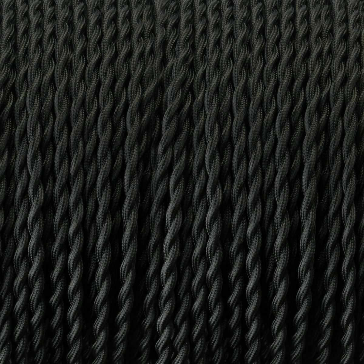 3 Core Braided Twisted Black Fabric Cord