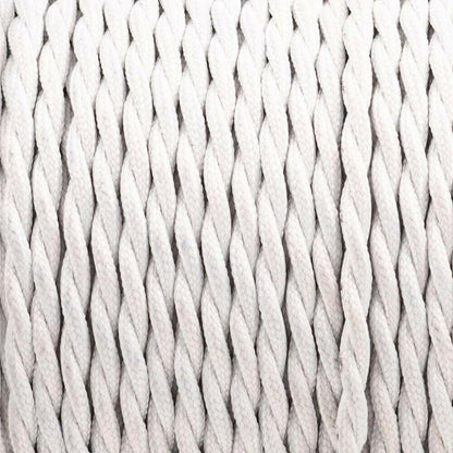 3 Core Braided Twisted White Fabric Cord