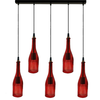 Industrial 3 or 5 Wine Bottle Ceiling Cord Ceiling Pendant Light