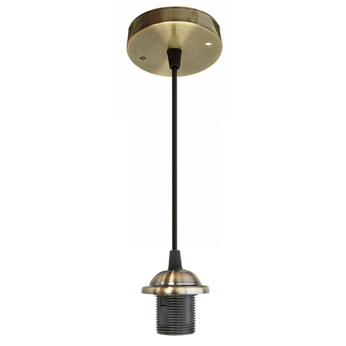 Green Brass E27 Ceiling Rose Light PVC Fabric Flex Pendant Lamp Holder Fitting - Vintagelite