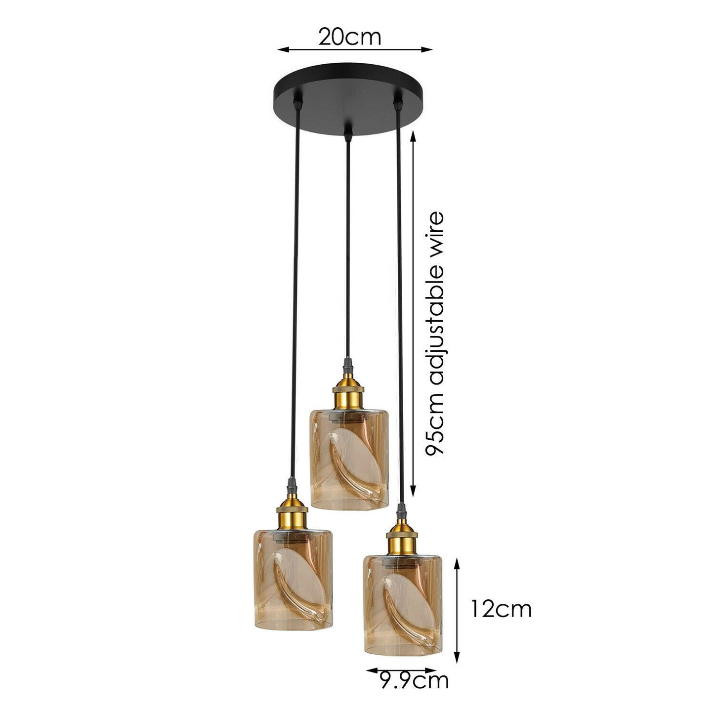 Vintage Industrial Retro Pendant Light Suspended Ceiling Lights Style Glass Lamp Shade~1693