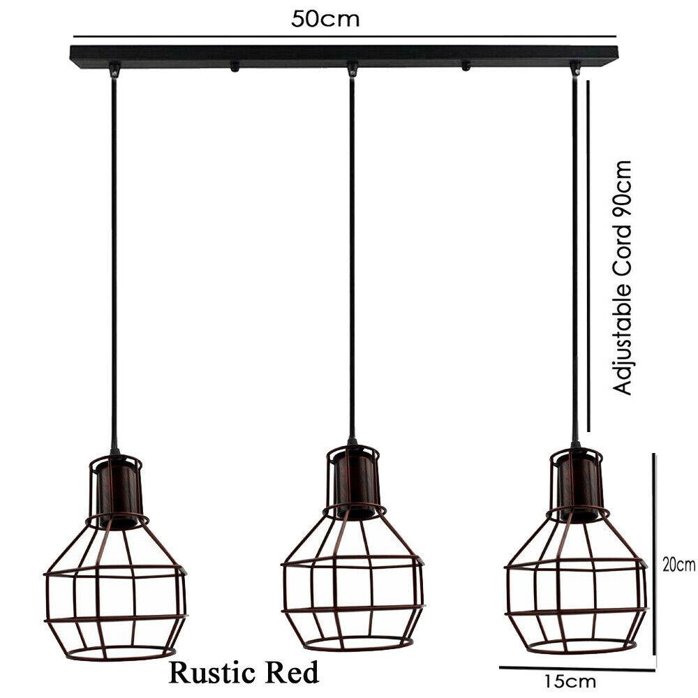 Vintage Industrial Pendant Wire Cage Hanging Ceiling Fitting - Size Image
