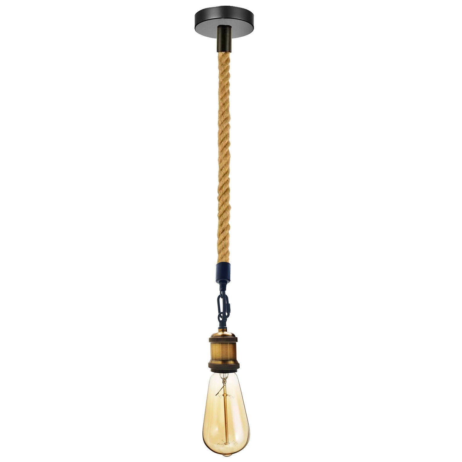 Retro Industrial Rope Rattan Woven Dome Shade Pendant Lights