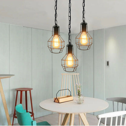 Vintage Metal Hanging Pendant Ceiling Wire Cage Spider Lamp- Application image