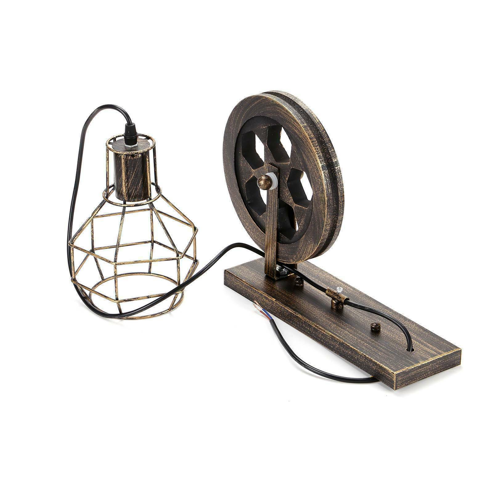 Rustic Retro Wall Lamp with Wheel Design - Vintage Industrial Lighting, E27 Lamp Holder