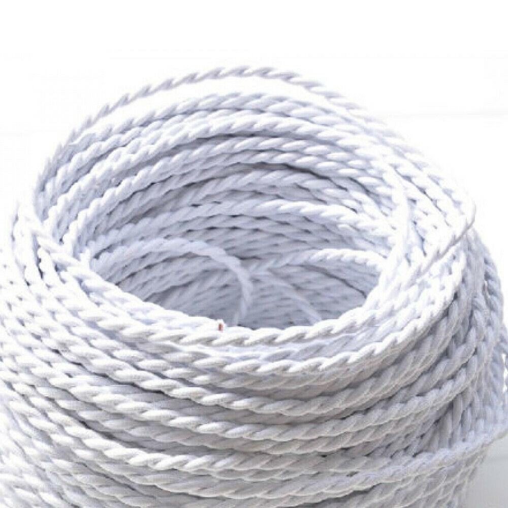 3 Core Braided Twisted White Fabric Cord
