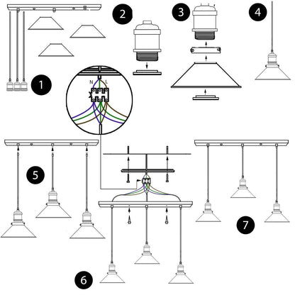 Modern 3Way Cone Metal Lamp Shade Pendant Hanging Lighting-Structure Image