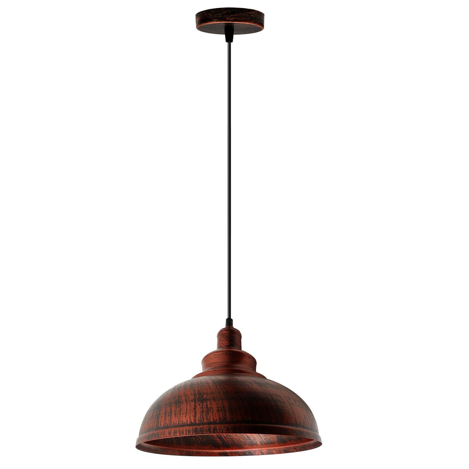 Rustic Red Retro Industrial Metal Dome Pendant Lamp Shade