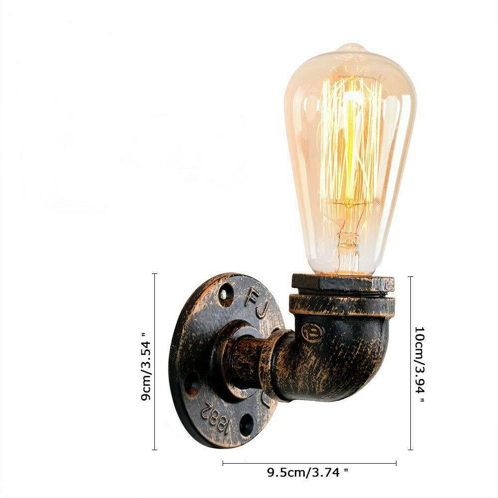 Steampunk Industrial Retro Style Waterpipe Wall Sconce Metal E27 Holder - Size image 1