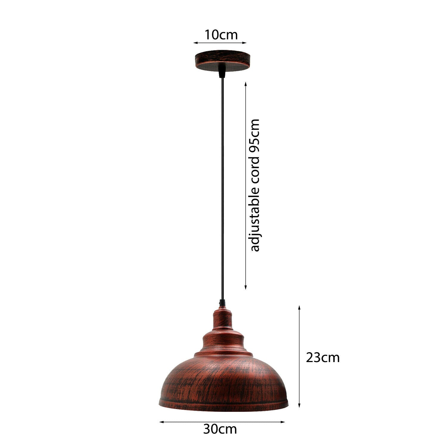 Rustic Red Retro Industrial Metal Dome Pendant Lamp Shade-Size image