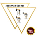 3 Pack E27 Modern Industrial Retro Wall Sconce Lights Fittings Indoor Sconce Wood Metal Lamp - Vintagelite