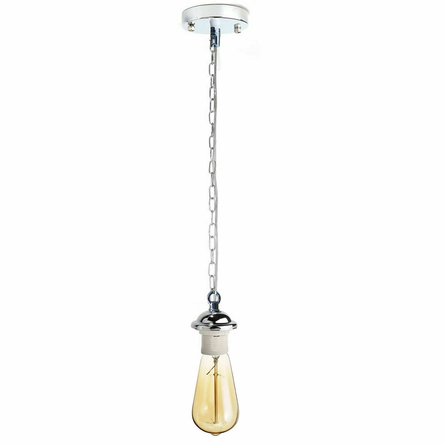 Brushed silver Metal Ceiing E27 Lamp Holder Pendant Light With Chain