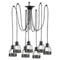7-way spider pendant light with black metal cage Light 